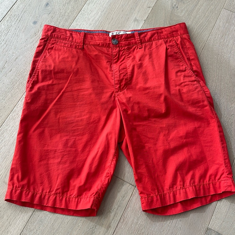 Men’s Penguin Red Cotton Shorts, Flat Front, Size 32
